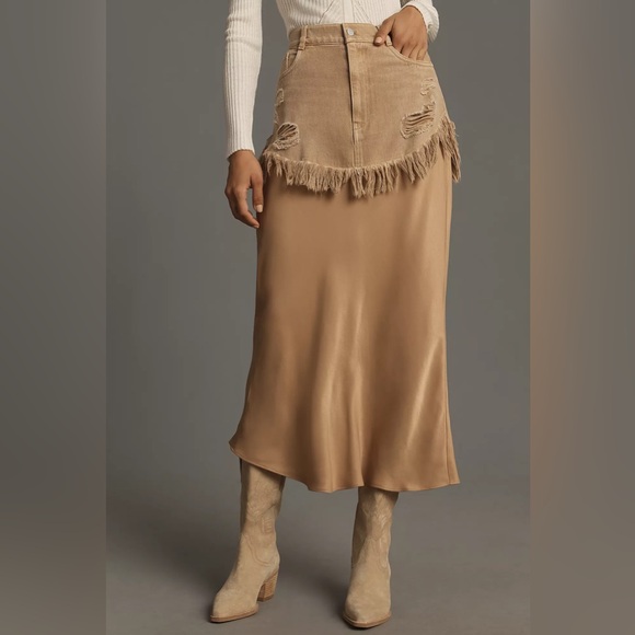 Anthropologie Pilcro Twofer Slip Midi Skirt - Picture 2 of 15